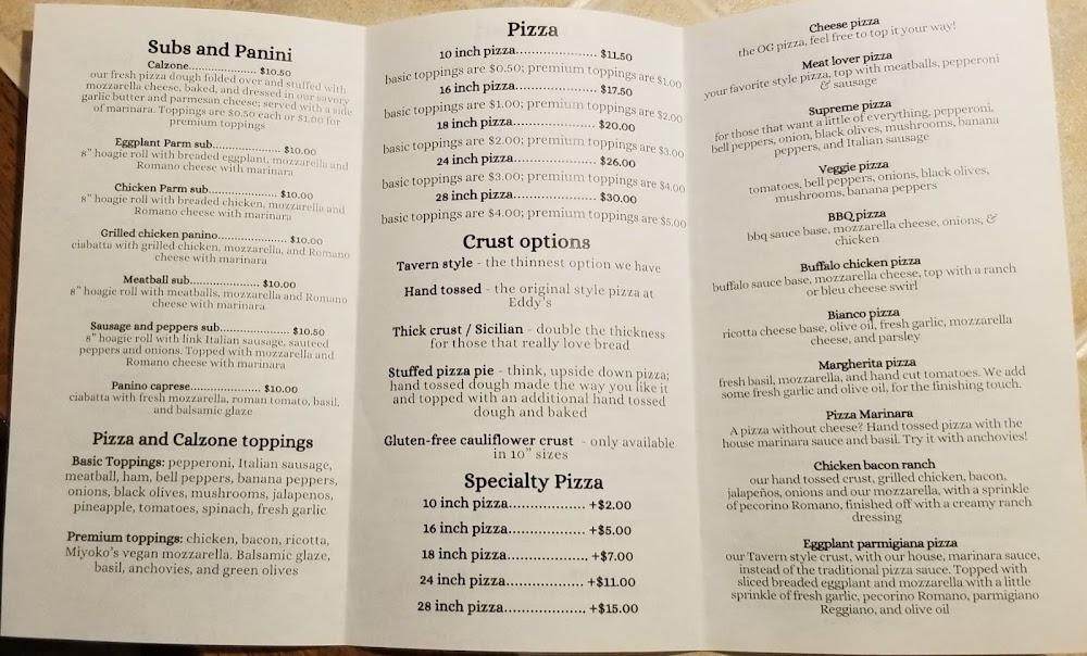 Eddy's Pizza Menu image 1