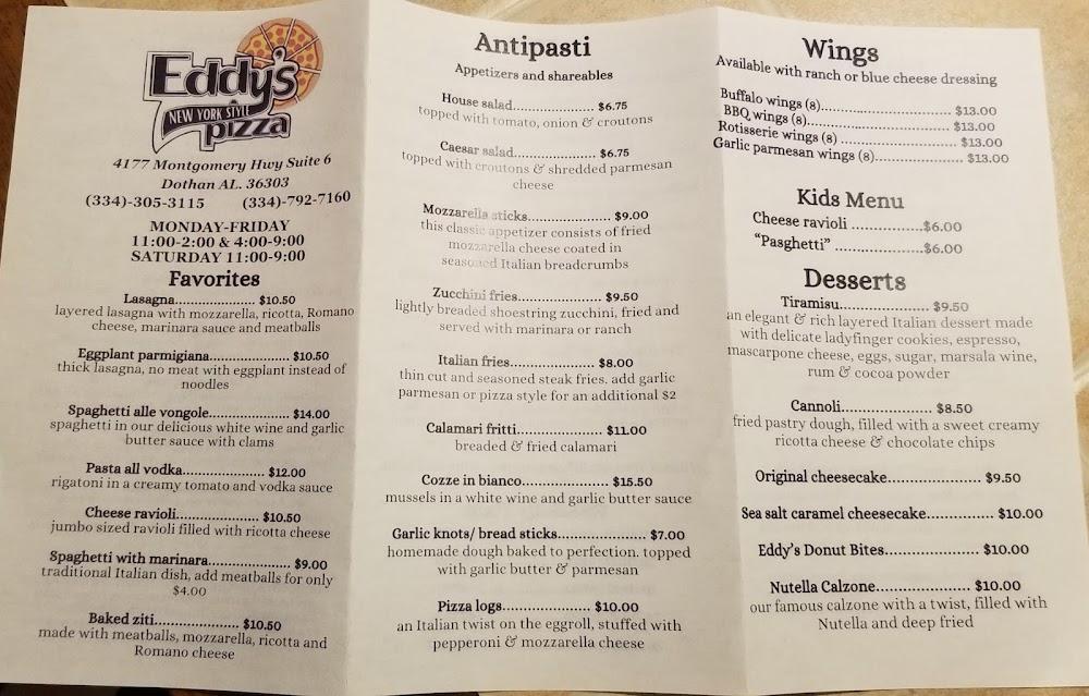 Eddy's Pizza Menu image 2